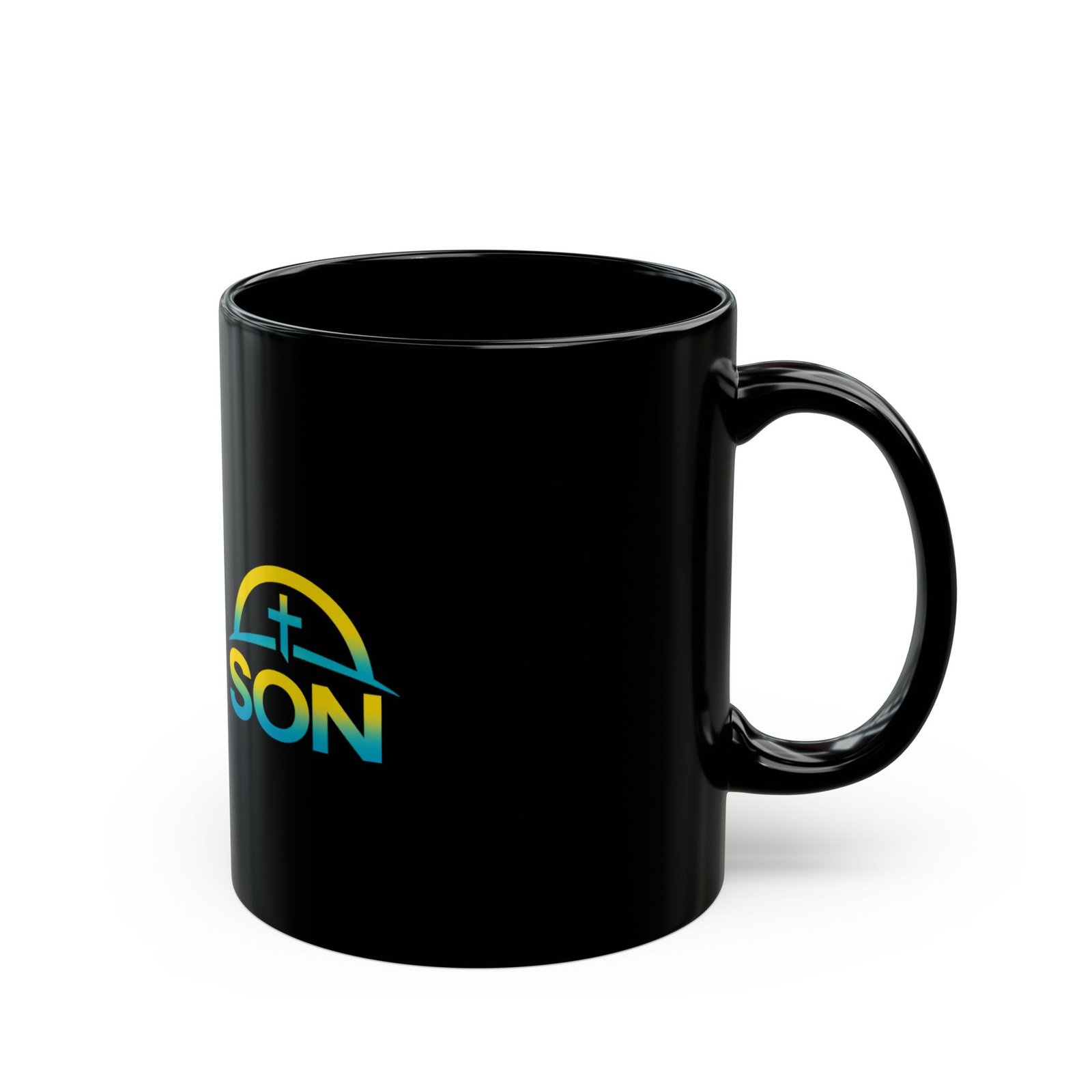 Risen Son Christian Cross Logo Mug | Black Ceramic Coffee Mug - Image 2