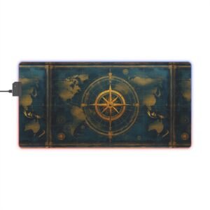 LED Gaming Mouse Pad — Vintage Nautical Compass RGB Desk Mat
