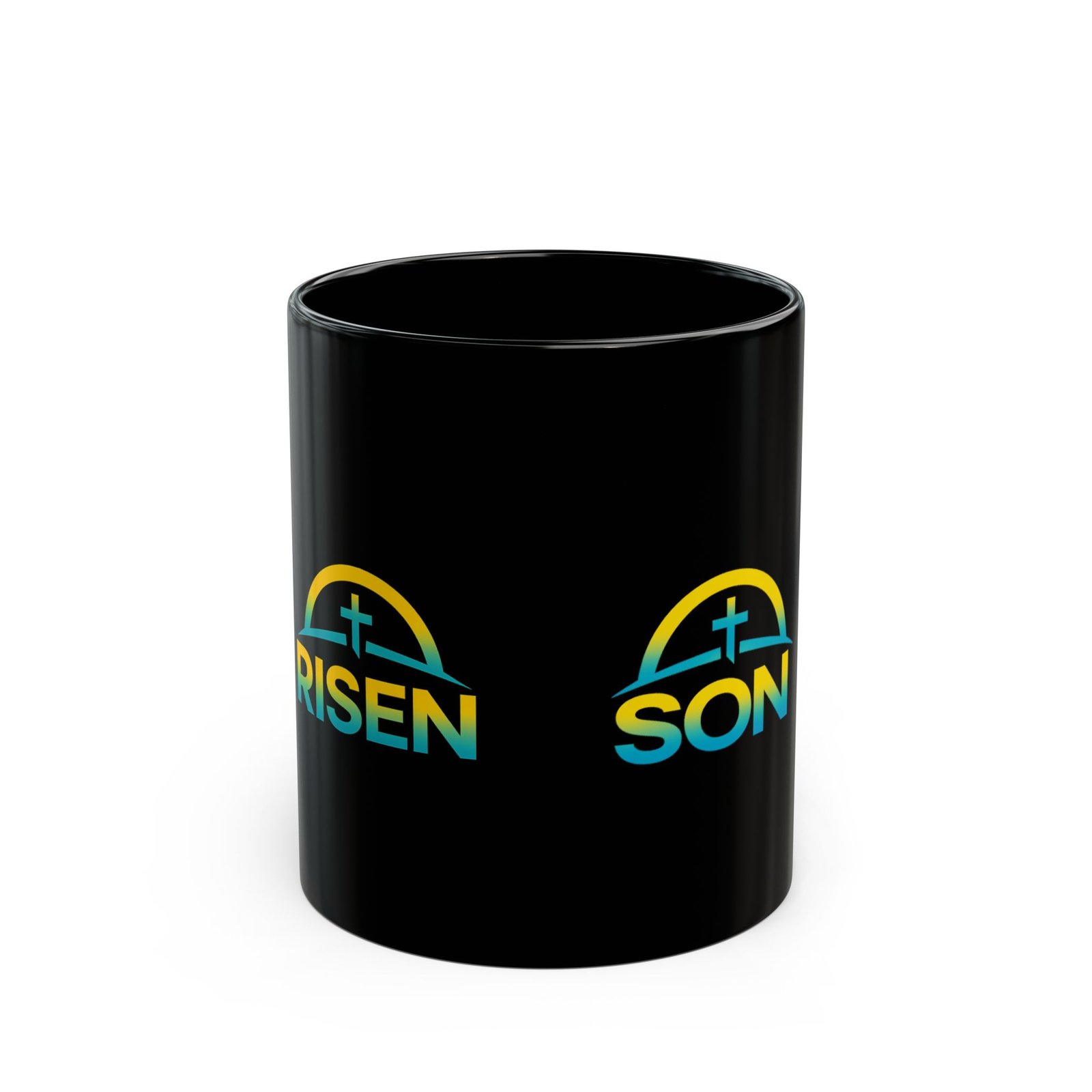 Risen Son Christian Cross Logo Mug | Black Ceramic Coffee Mug