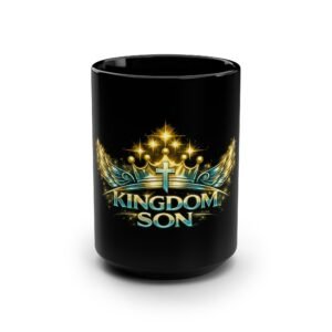 Kingdom Son cross crown wings Mug | Black 15oz