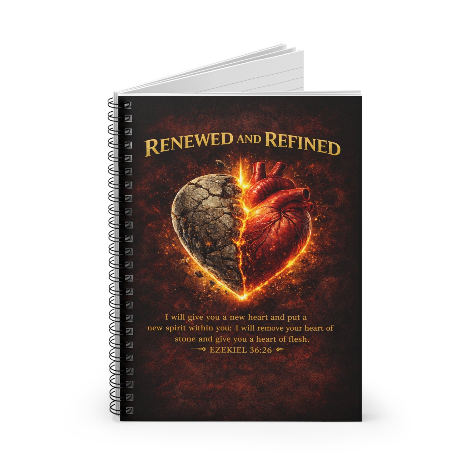 Renewed and Refined Heart notebook | Spiral ruled journal, Ezekiel 36:26 devotional - Image 2