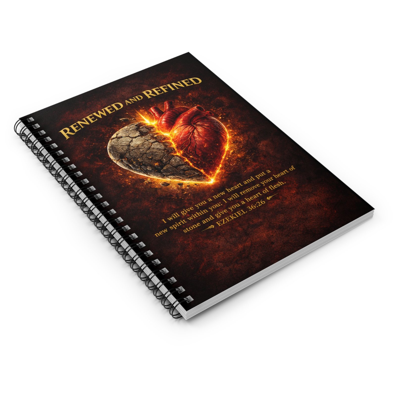 Renewed and Refined Heart notebook | Spiral ruled journal, Ezekiel 36:26 devotional - Image 3